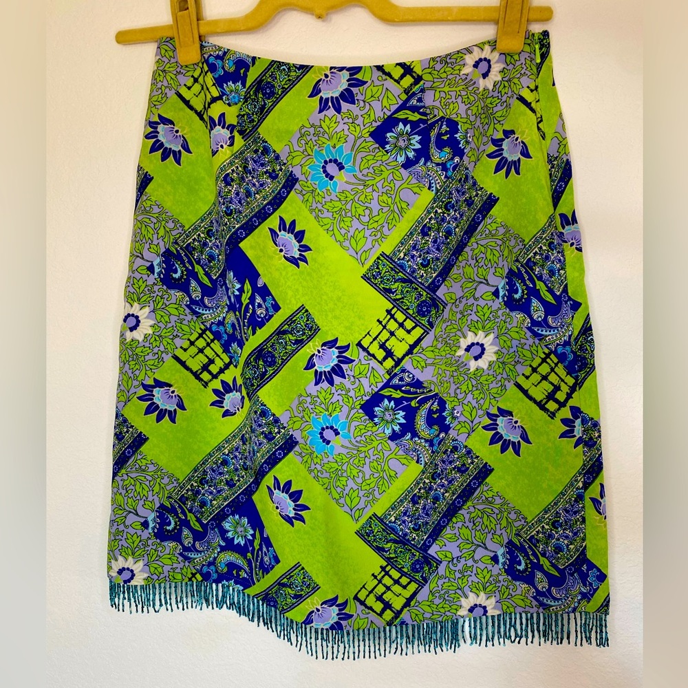 Unique Vintage Skirt, Size 8, w/ Beaded Tassels! Tribeca Studio brand
